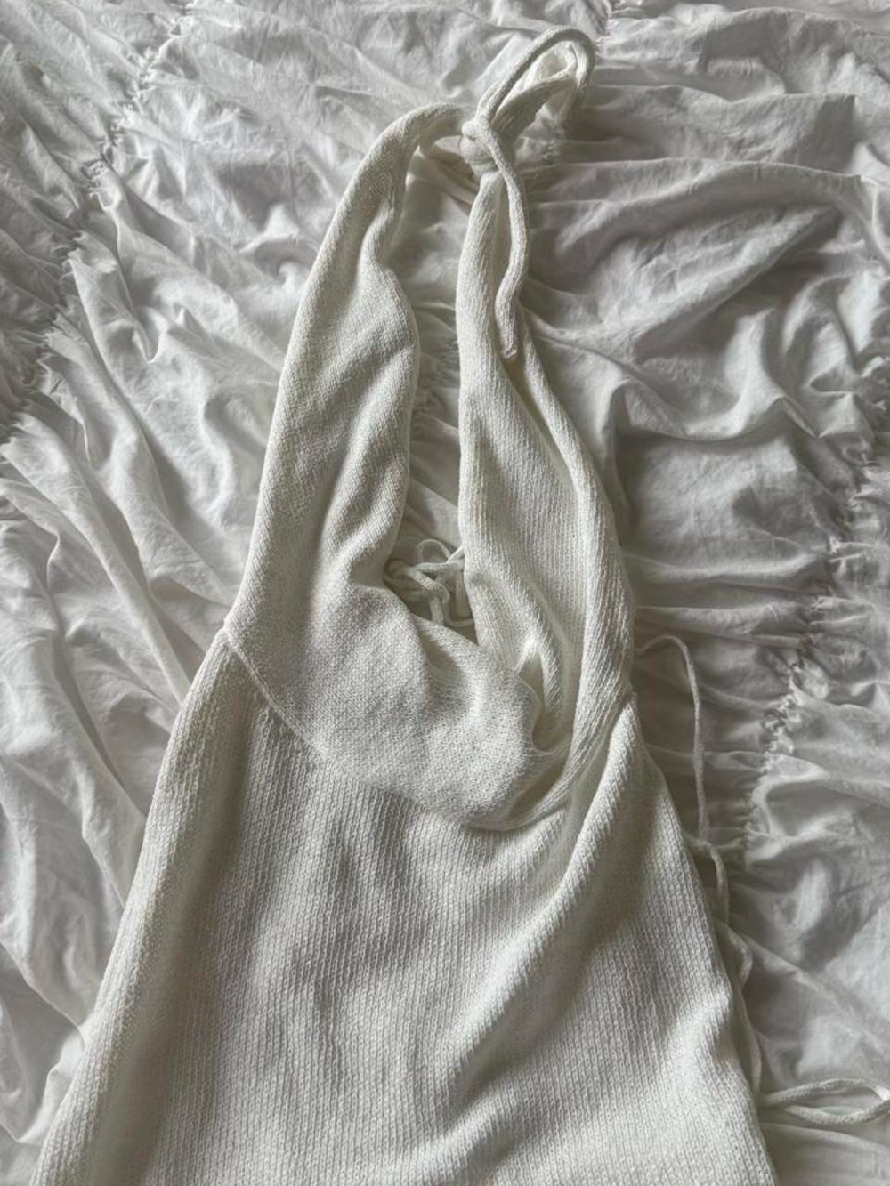 SHEIN White Halter Knit Mini Dress